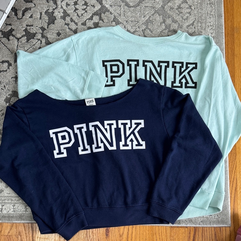 Victoria's Secret PINK Navy and Mint Sweatshirts